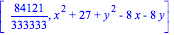 [84121/333333, x^2+27+y^2-8*x-8*y]